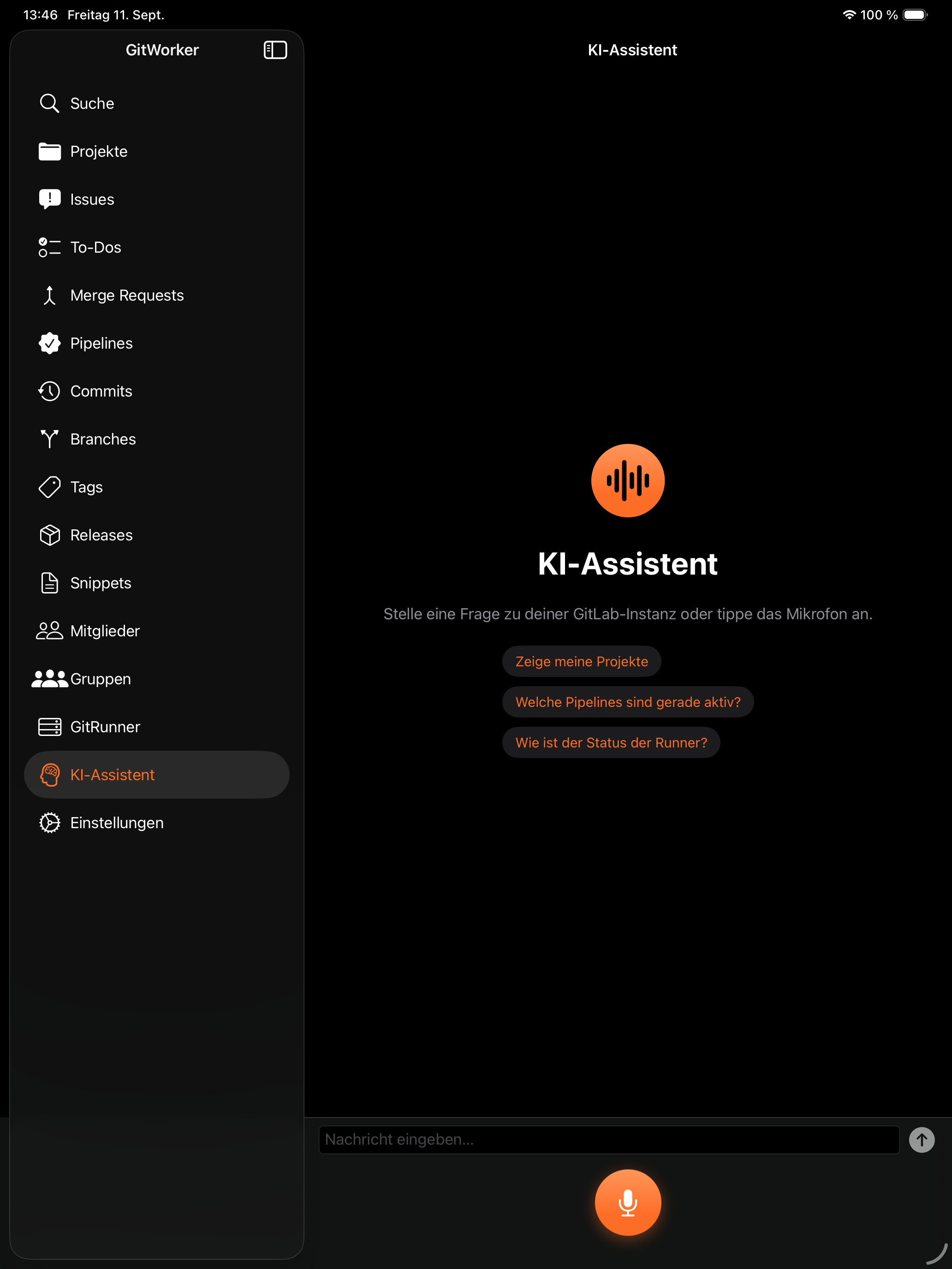 iPad KI-Assistent Dark