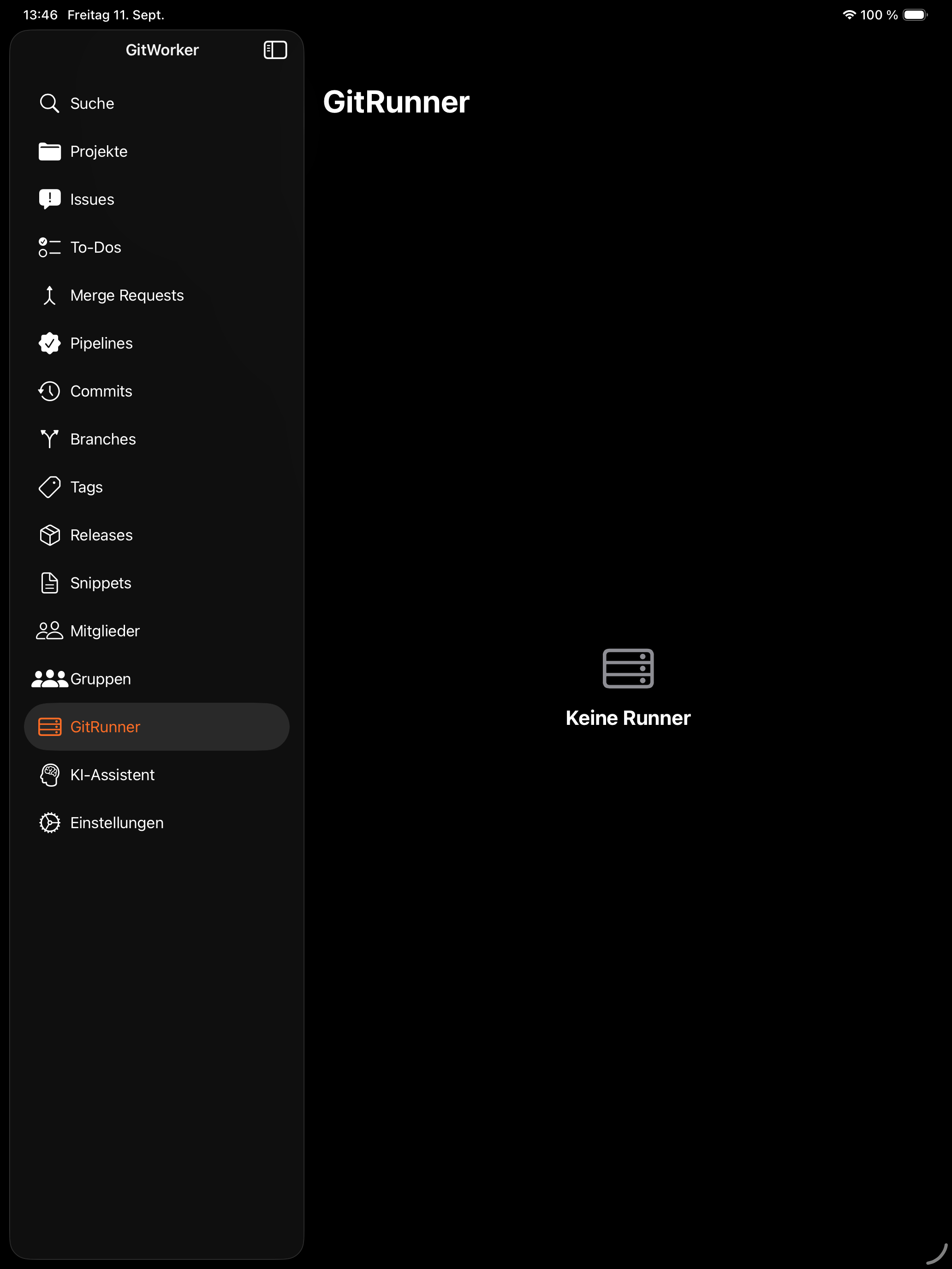 iPad GitLab Runner Dark