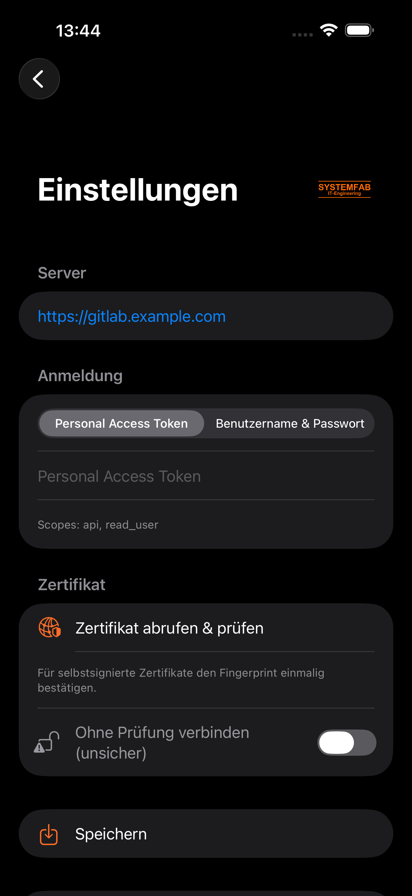 Einstellungen Dark
