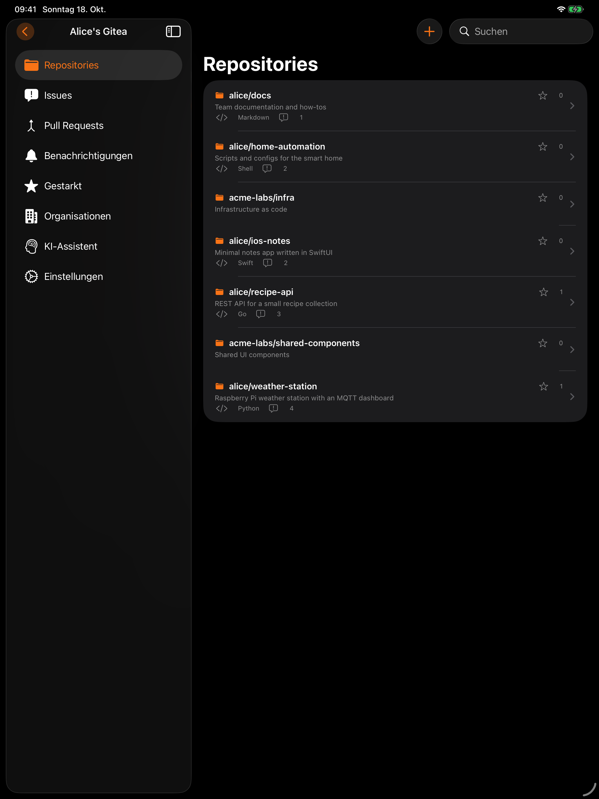 iPad Repositories Dark