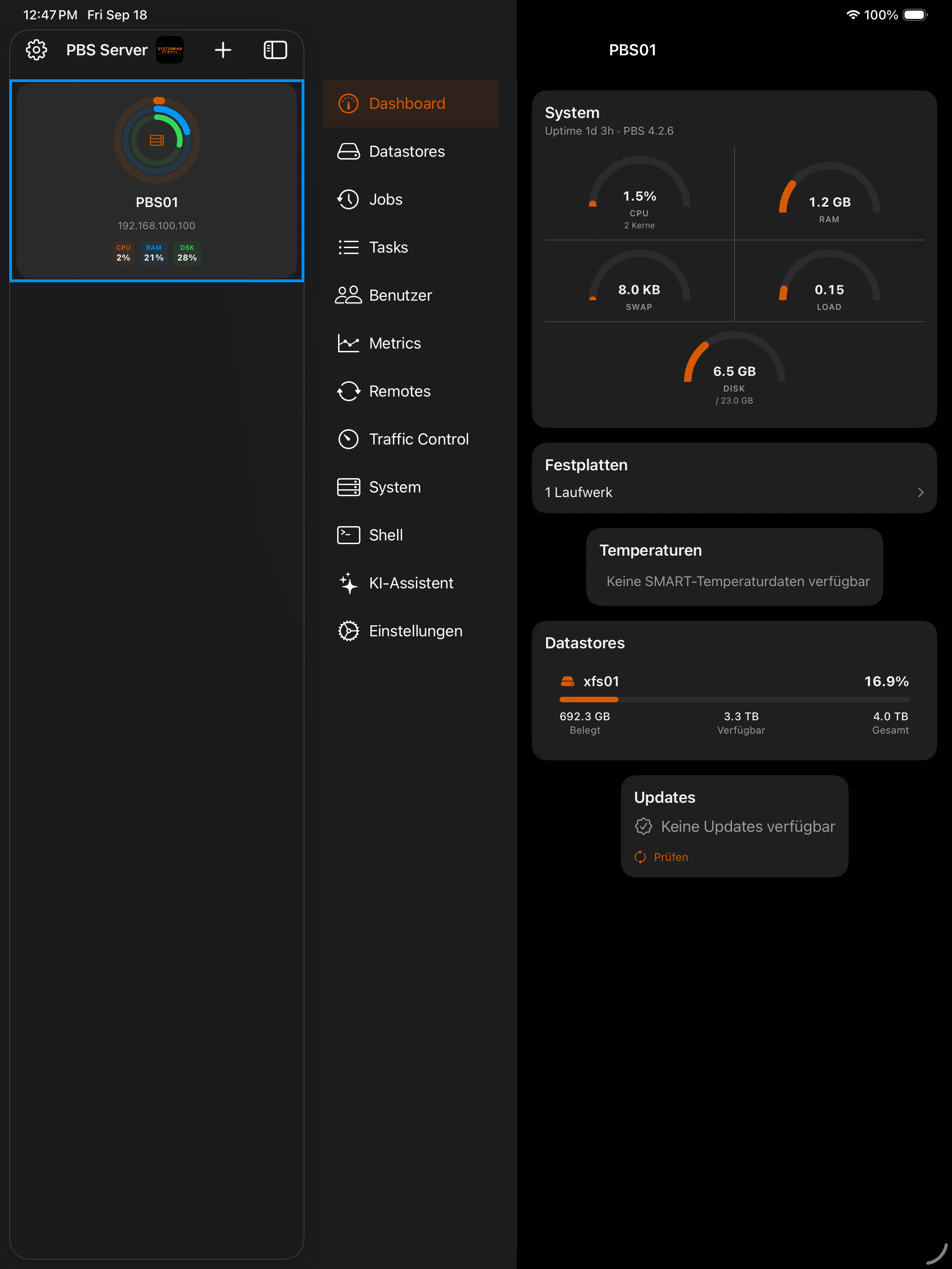 iPad Dashboard Dark