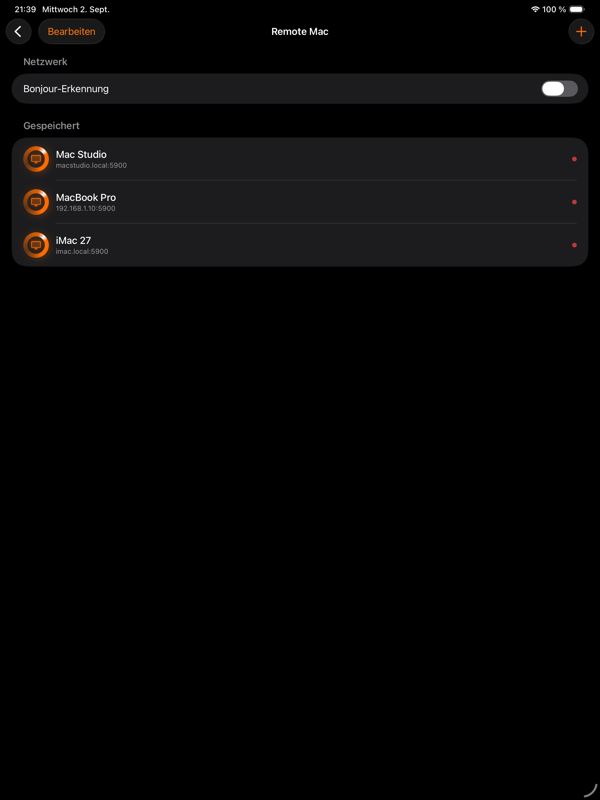 iPad Remote Mac Dark
