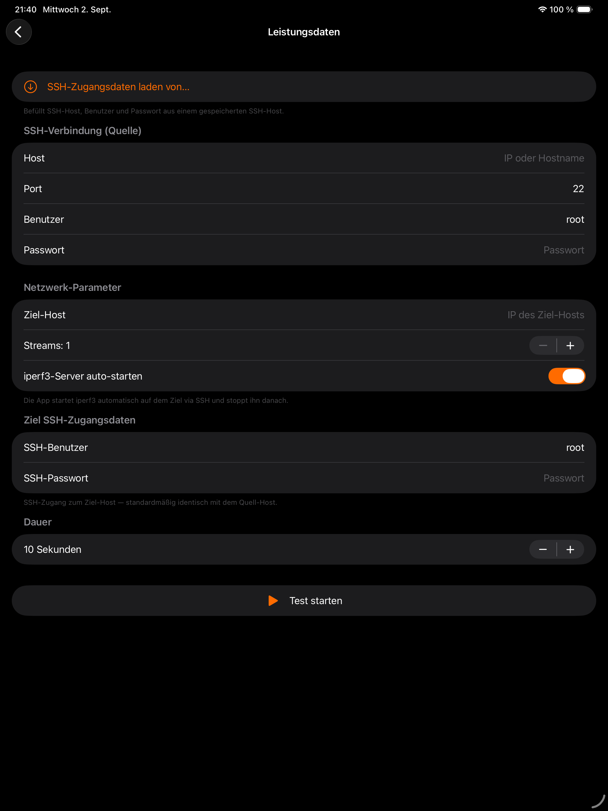 iPad Leistungstest Dark