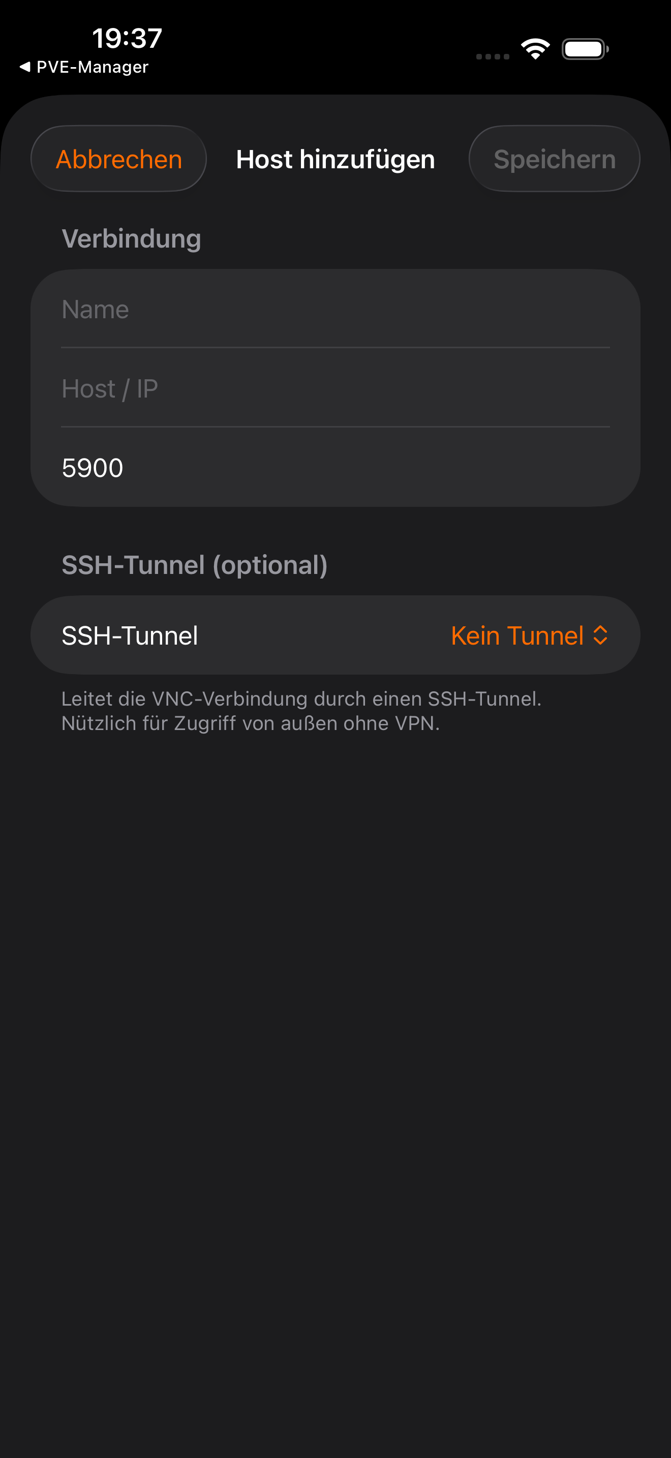 VNC Verbindung Dark